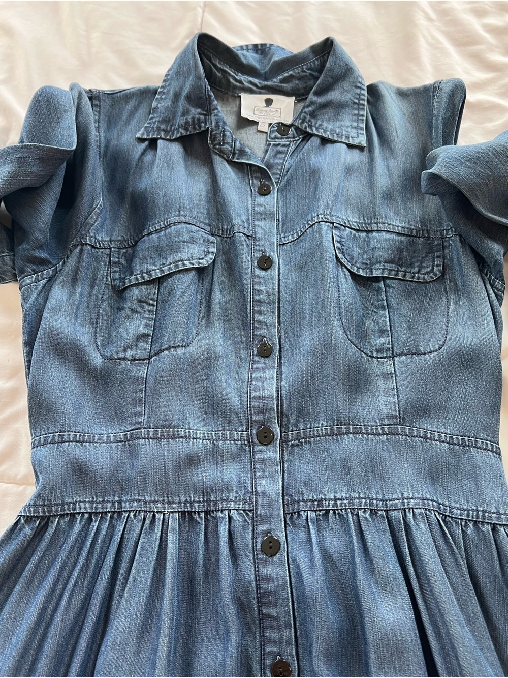 Dainty Jewells Denim Button-Front Maxi Dress in Medium Blue - Picture 3 of 5